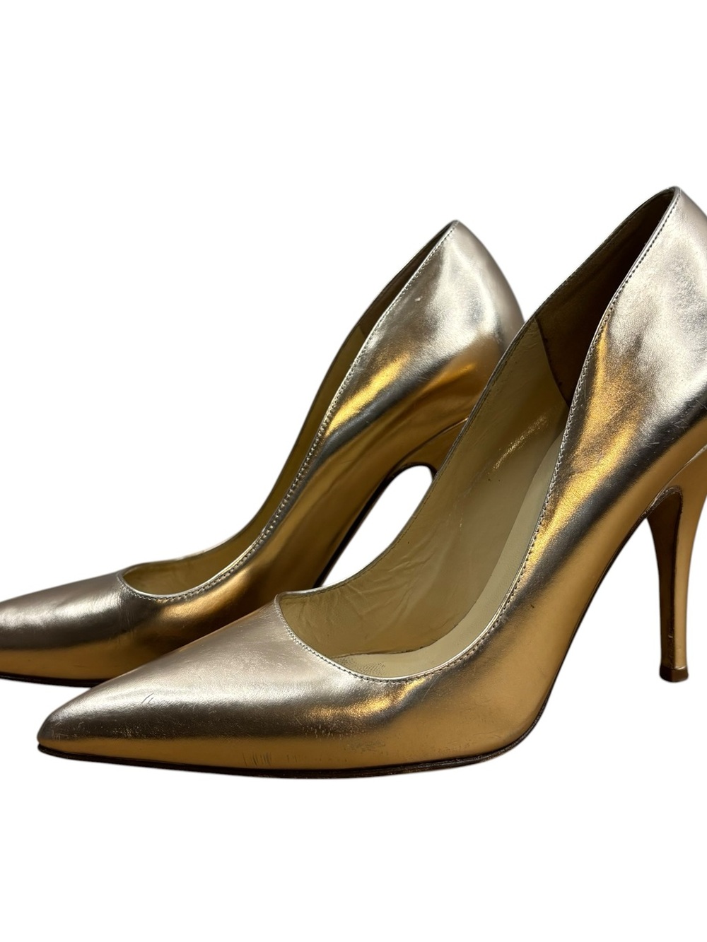 Kate Spade New York heels Stiletto pointed toe pump Rose Gold patent leather 7B.